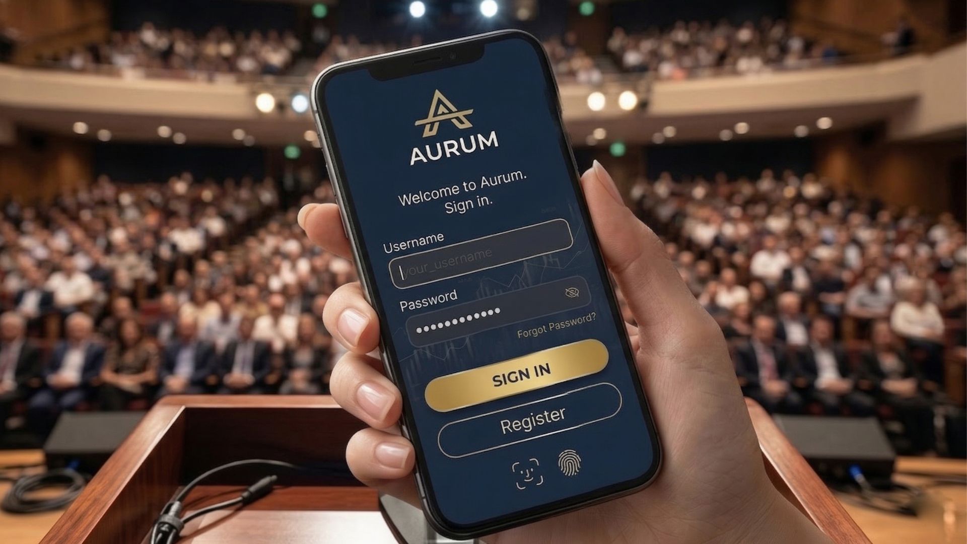 Aurum app dashboard mockup